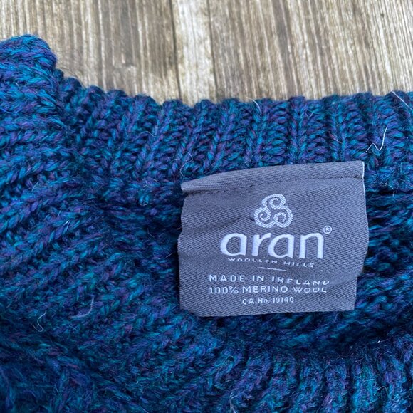Vintage 90s Aran Woollen Mills Merino Wool Sweater Knit Made in Ireland Large - Picture 2 of 3